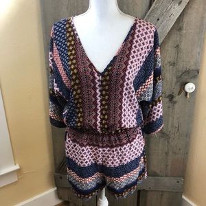Venus Mixed Print Romper With Pockets Size Medium